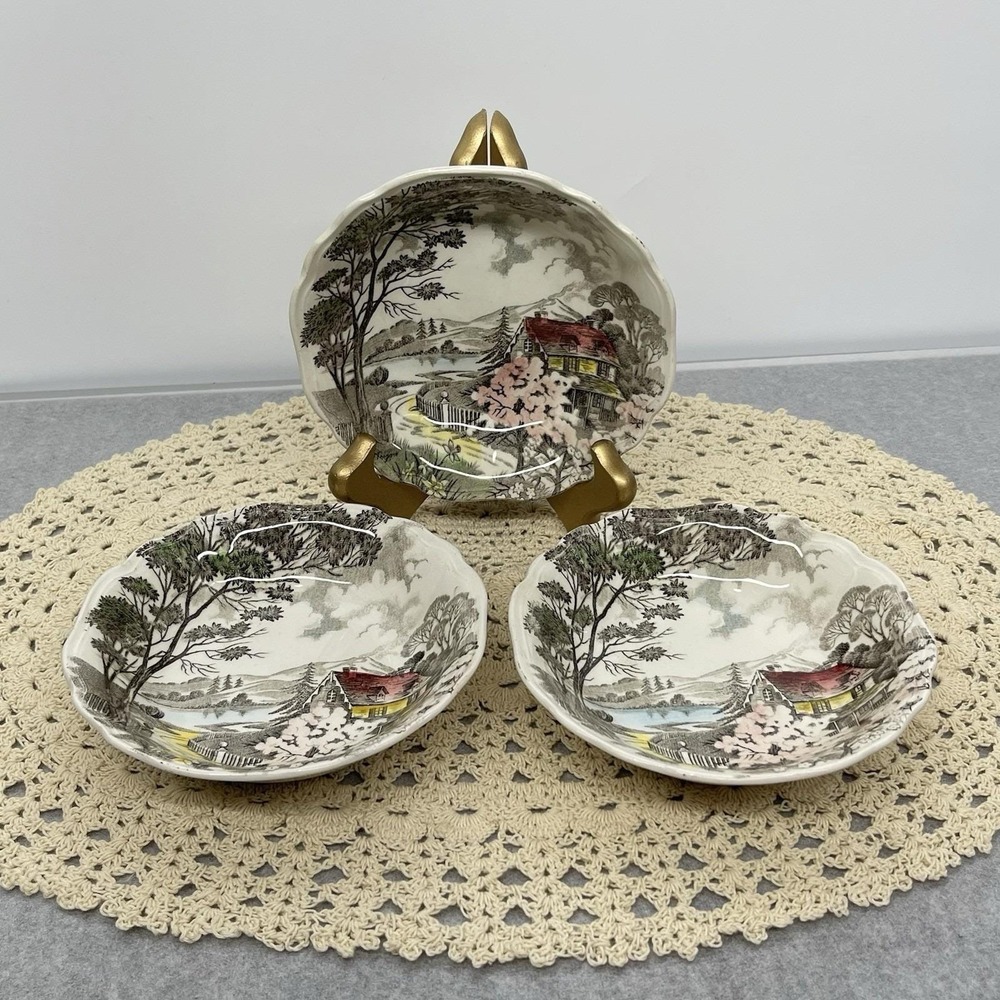 Vintage 1955 J &G Meakin Welcome Home 5.25"‎ Fruit Dessert Bowl Set of 3 Retired